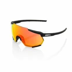 100% Racetrap Sunglasses, Soft Tact Black frame - HiPER Red Multilayer Mirror Lens