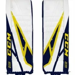 CCM GP EXTREME FLEX PRO 4 GOALIE PAD WHT/NVY/YLW 34+1.5