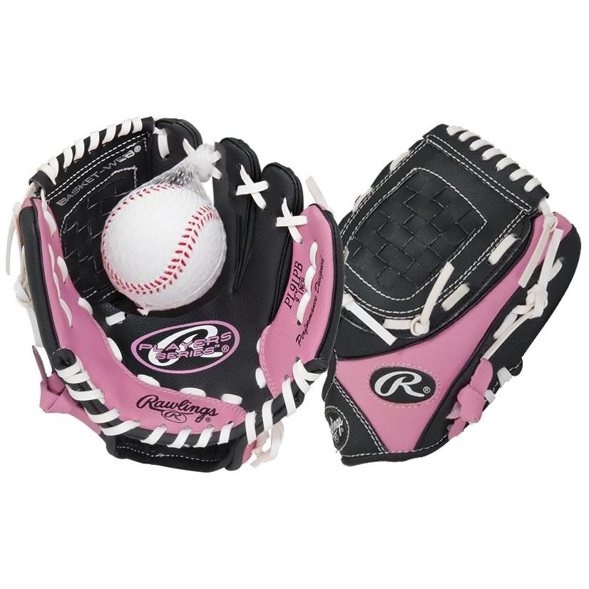 RAWLINGS PLAYERS T-BALL GLOVE PL91 9" LHT - PINK/BLACK 3 RAWLINGS PLAYERS T-BALL GLOVE PL91 9" LHT - PINK/BLACK - Image 3
