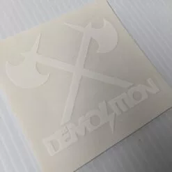 Demolition Sticker - Axes Logo - 3" x 3" - WHT Ea.